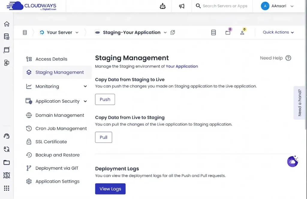 Cloudways Staging Setup