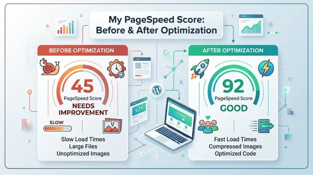 My Pagespeed Score Before And After Optimization