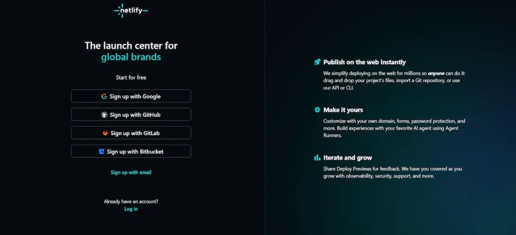 Netlify Signup Screenshot