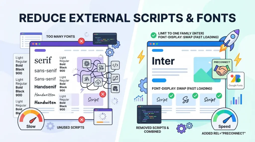 Reduce External Scripts And Fonts